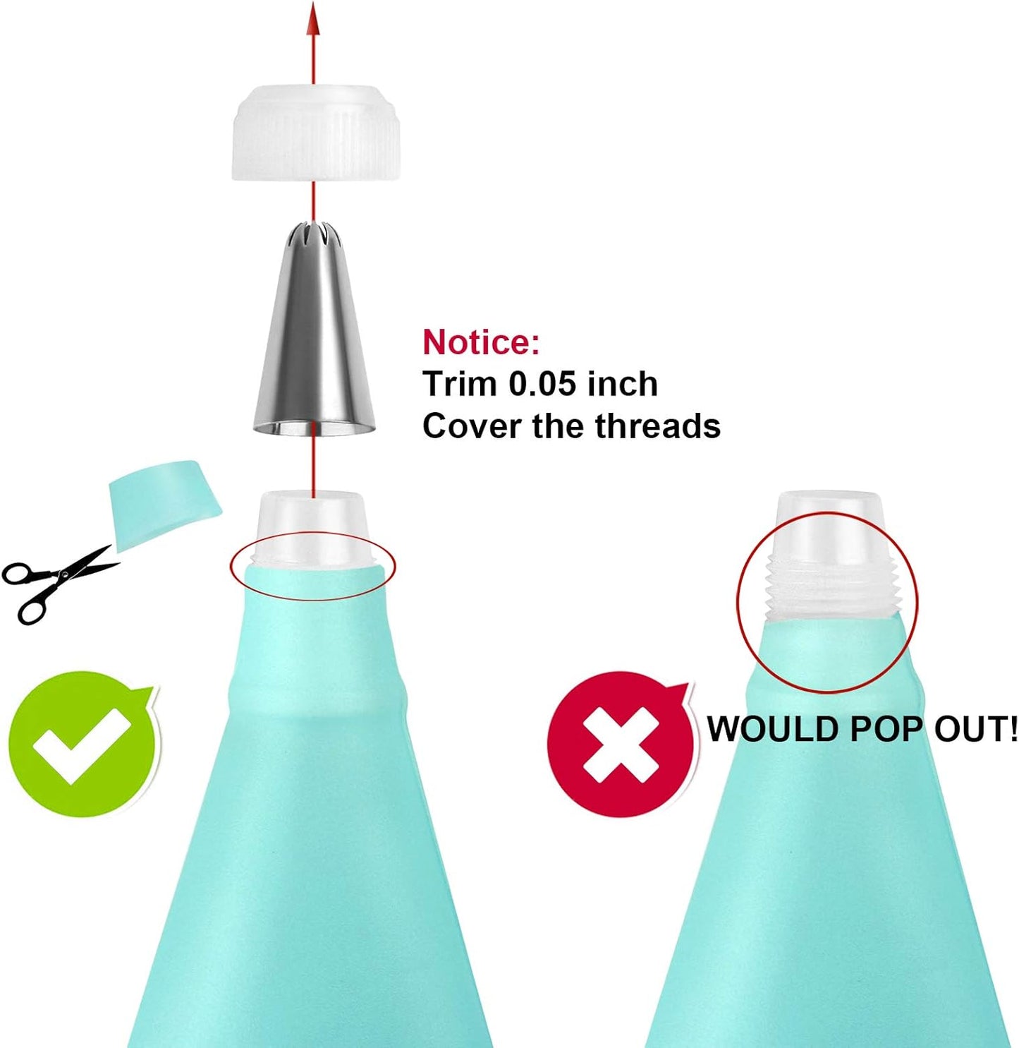 Weetiee Silicone Pastry Bags - Reusable Icing Piping Bags for Cake Decorating - 3 Sizes (12", 14", 16") - 6 Pack with Bonus Couplers