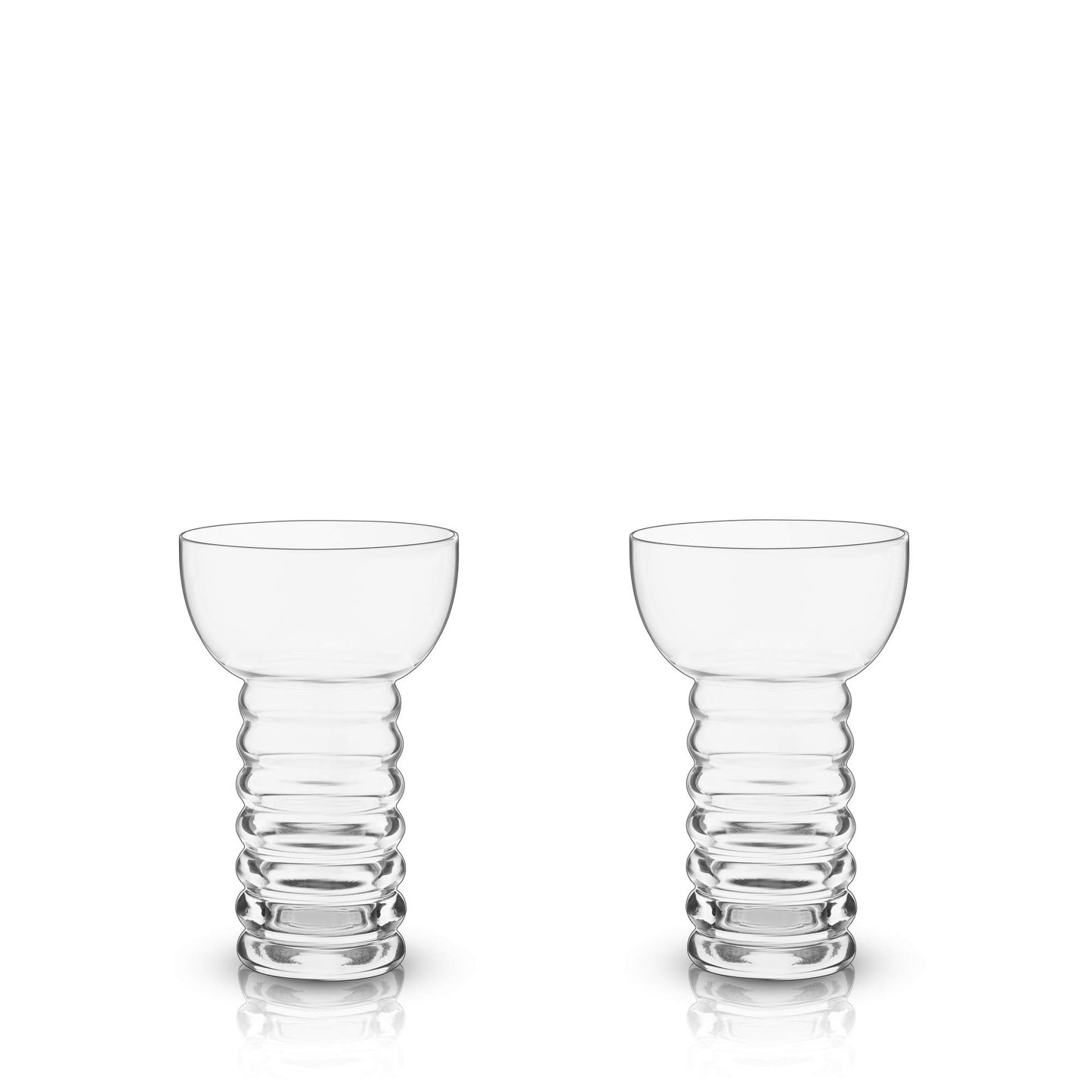 Viski Pacific Crystal Pearl Diver Tropical Tiki Tumbler Set of 2 - Premium Crystal Clear Glass, Stylish Tiki Glasses for Cocktails Gift Set, 12 oz