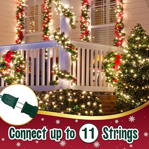 Clear Warm White Christmas Tree Lights - 6.3 ft String of 35 Incandescent Mini Bulbs Multifunctional Lighting Modes, for Decorative, Bedroom, Outdoor, Xmas Twinkle Lights with Green Wire Total 6.6 ft