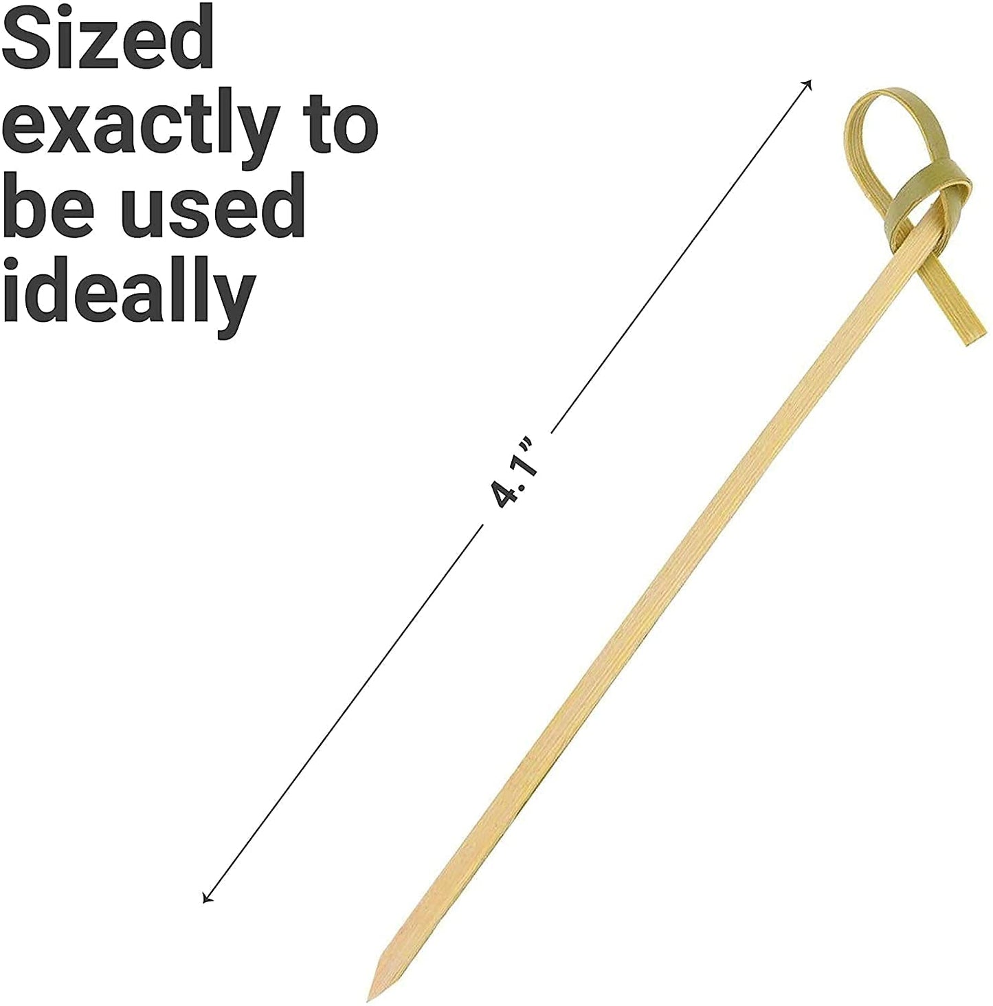 Natural Bamboo Cocktail Picks With Looped Knot Great for Cocktail Party Barbeque Snacks Club Sandwiches Bamboo Fancy Sticks Hold Food on Stick Together,100Pieces,4 Inches