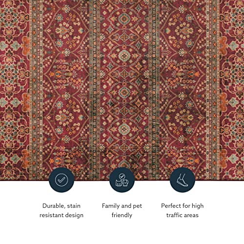 Linon Home Decor Products The Anywhere Washable Rug Yarit Garnet & Ivory 3' X 5' Accent Rug