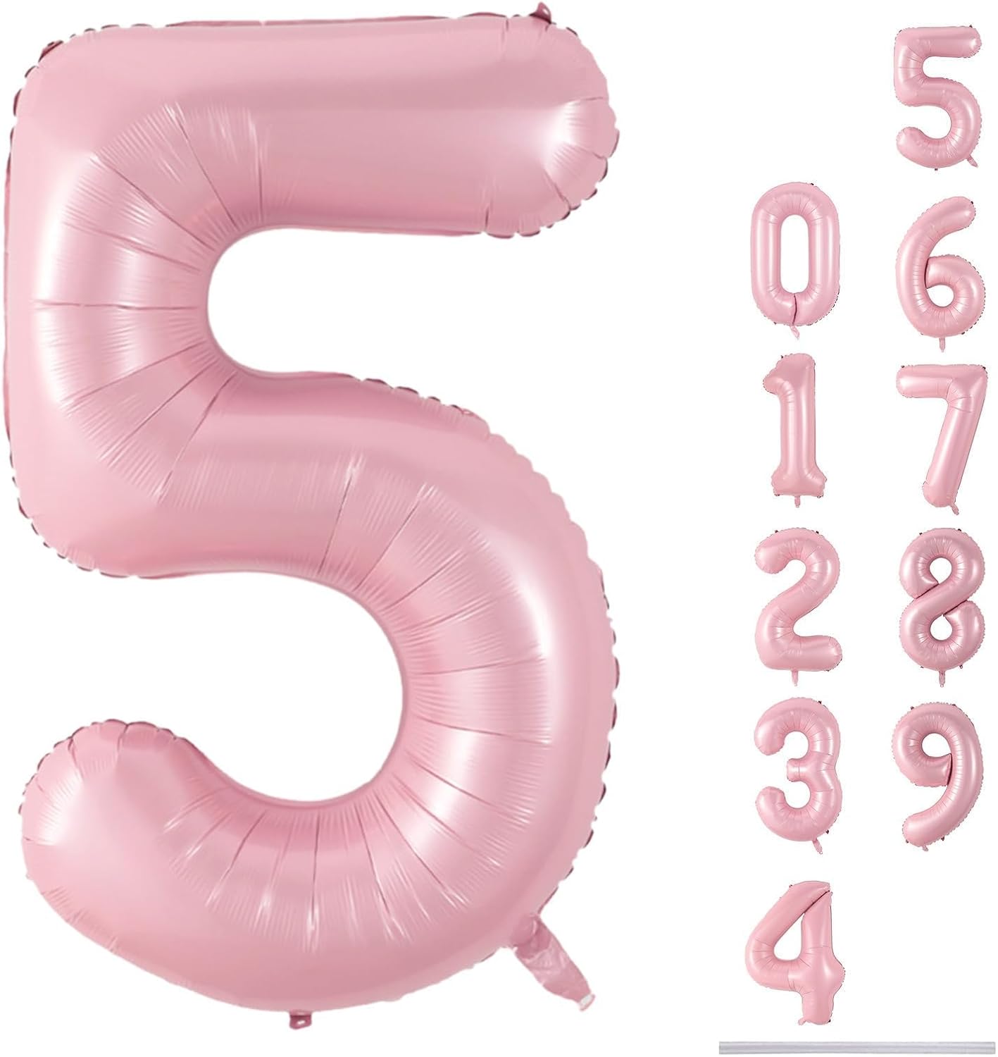 Skiennix Large Light Pink Number 5 Balloon - 40 Inch Self-Inflating Foil Decoration for Birthdays & Anniversaries