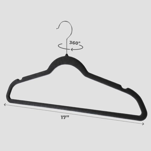 Home-it Premium Velvet Hangers - Heavy Duty Ultra Thin Non-Slip Black Suit Hangers | 50 Pack with 360° Hook
