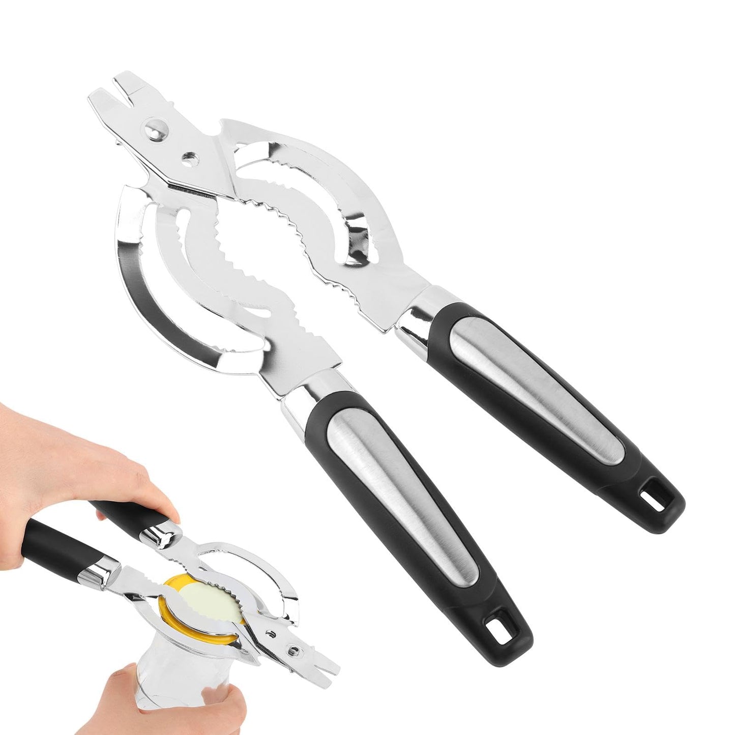 Jar Opener, Stainless Steel Jar-Lid Opener, Multifunctional Jar-Opener for Weak Hands, Beer Bottle-Opener for Arthritic Hands, Seniors with Arthritis