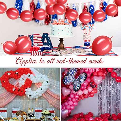 Meanplan 100 Pcs Link Balloon Quick Linking Latex Connected Balloons Linkable for Halloween Thanksgiving Day Carnival Wedding Party Decoration(10 Inch,Red)