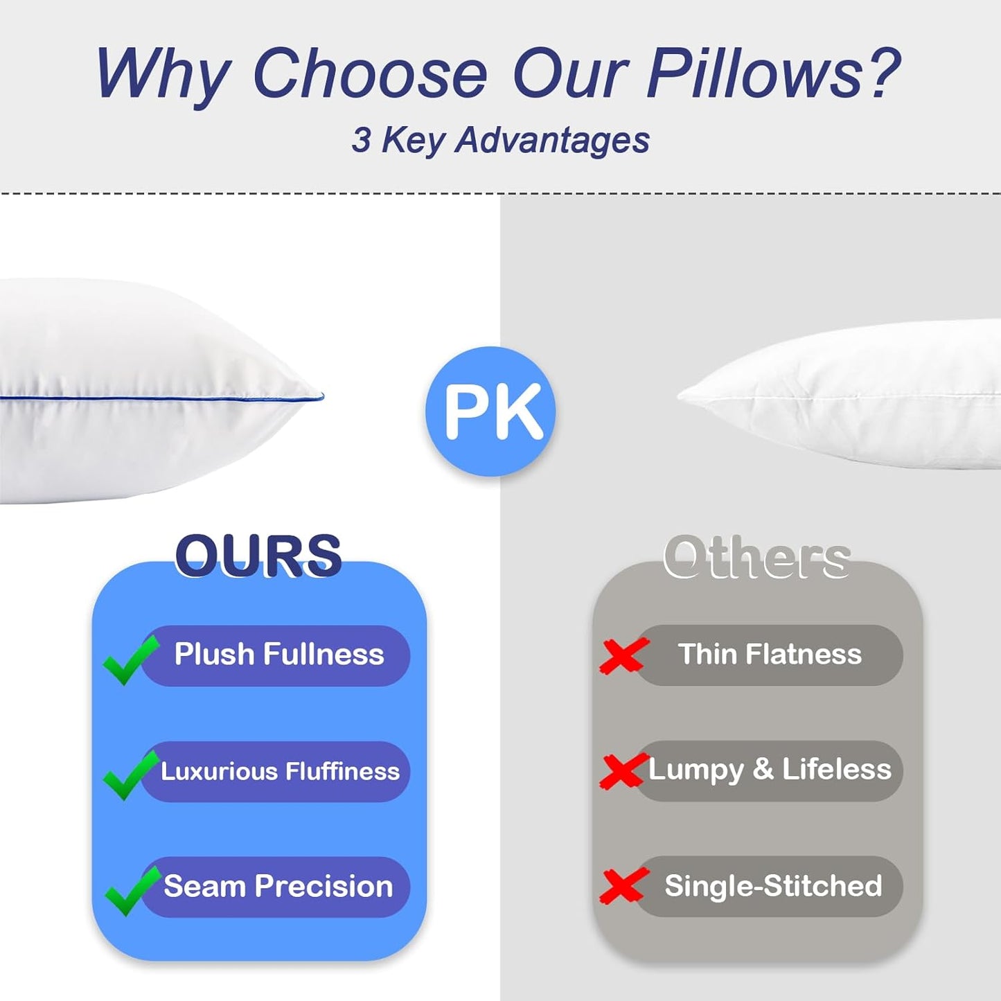 Skiennix 18x18 Pillow Inserts - Soft Hypoallergenic Square Pillows | Oeko-TEX Certified, Machine Washable, Set of 2