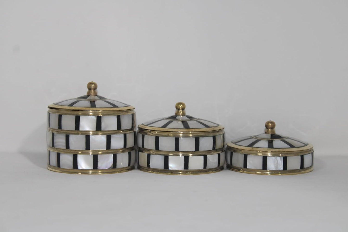 Decorative Jewelry Trinket Box Unique Gift For Home Décor Antique Metal Case with Mother of Pearl Sindoor Box/Coin Box (All Set Black)