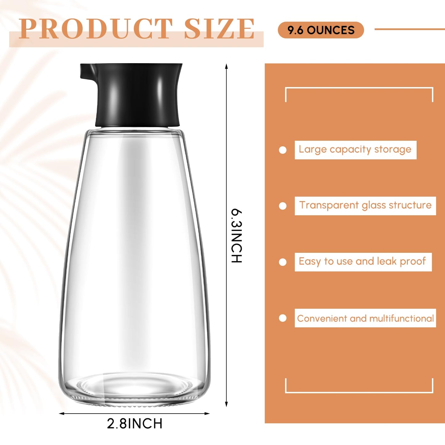LOYIM 1 Pcs 9.6 oz Cruet Dispenser for Olive Oil Vinegar Soy Sauce Dispenser Bottle Glass Soy Sauce Container Oil Bottle for Kitchen Cooking Barbecue(Black)