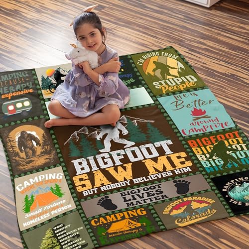 Bigfoot Camping Blanket 50x60in Soft Outdoor Throw for Travelers & Home