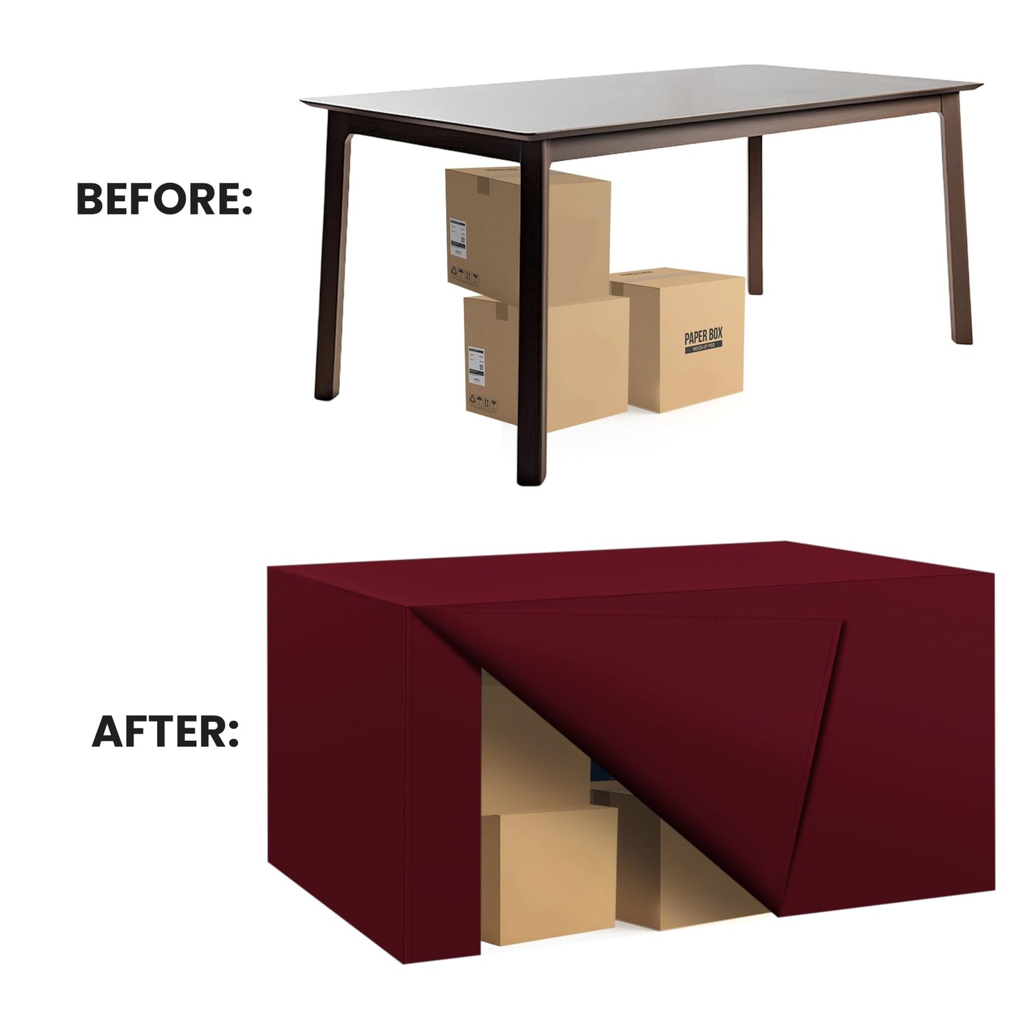 Ascoza 2 Pack Fitted Tablecloth for 6 Foot Rectangle 72 x 30 Inch Burgundy Table Covers Water Resistant Polyester Cloth for Folding, Parties,Display, Trade Show (Burgundy)