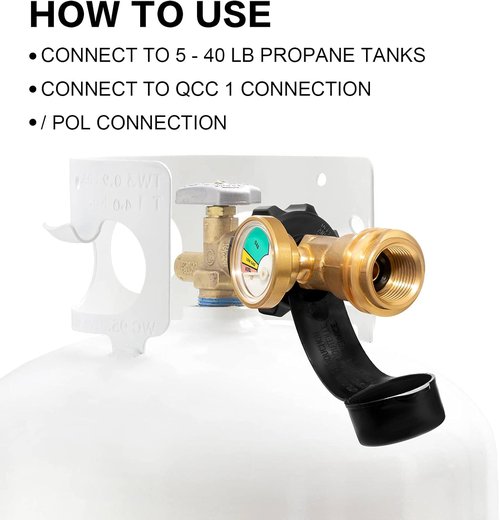 DOZYANT Propane Tank Gauge - Leak Detector & Gas Pressure Meter for RVs, BBQ Grills & Heaters | Type 1 Connection
