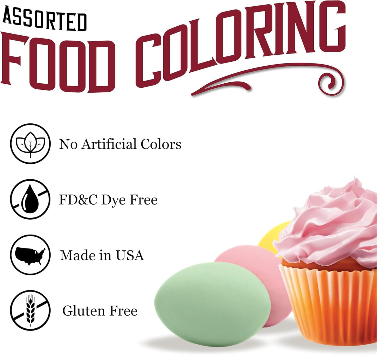 Watkins Assorted Food Coloring, 1 Each Red, Yellow, Green, Blue, Total Four 0.3 oz bottles, 4 Count (Pack of 6)