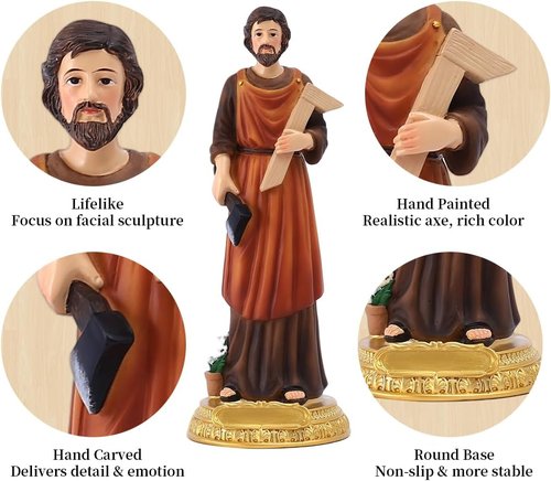 Galiyen Saint Joseph Statue - St. Joseph The Worker Figurine | 8" H Renaissance Collection Religious Gift