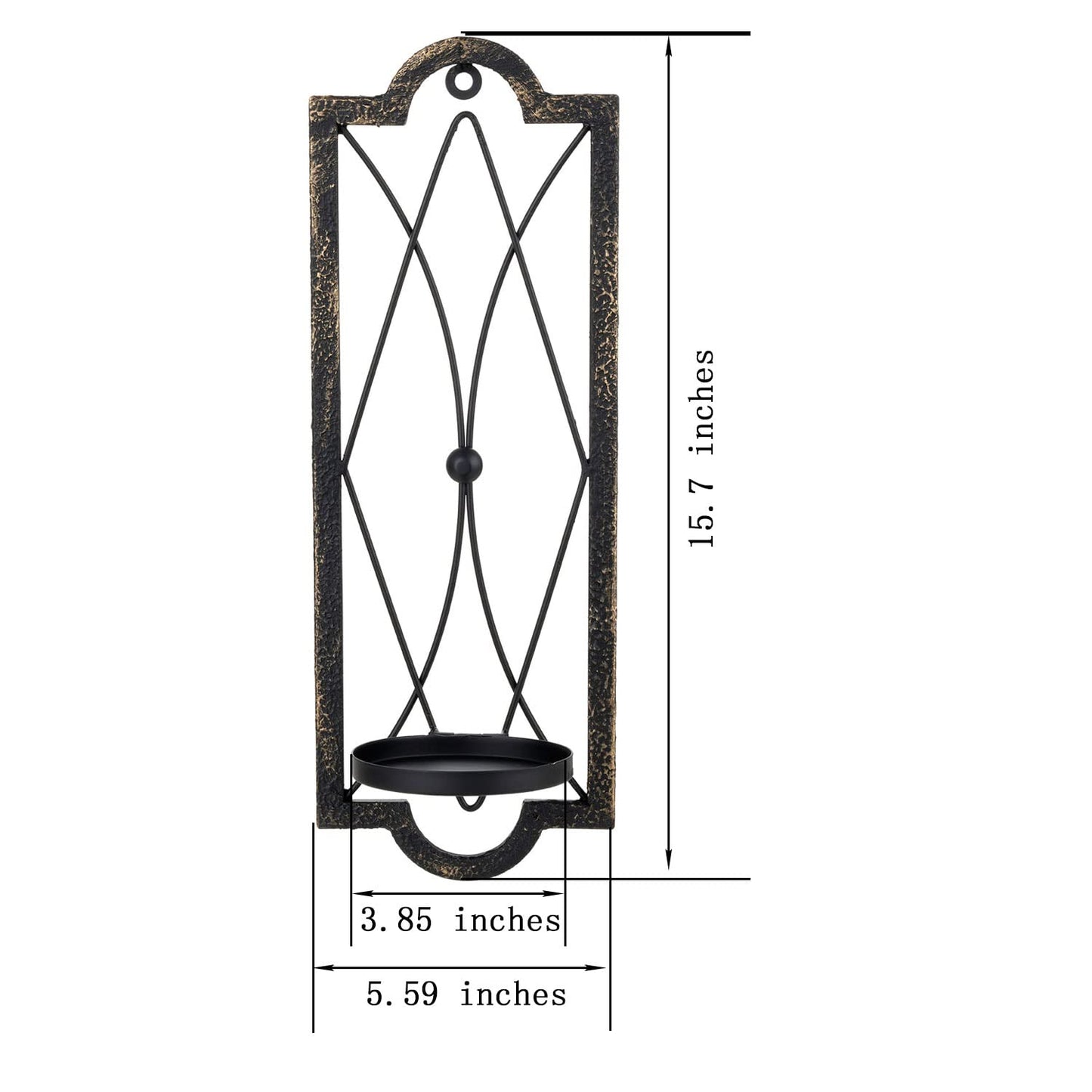 Candle Sconce(Set of 2),Metal Wall Decorations,Rustic Home Decor,Wall Candle Sconces,Gold Black Wall Sconces