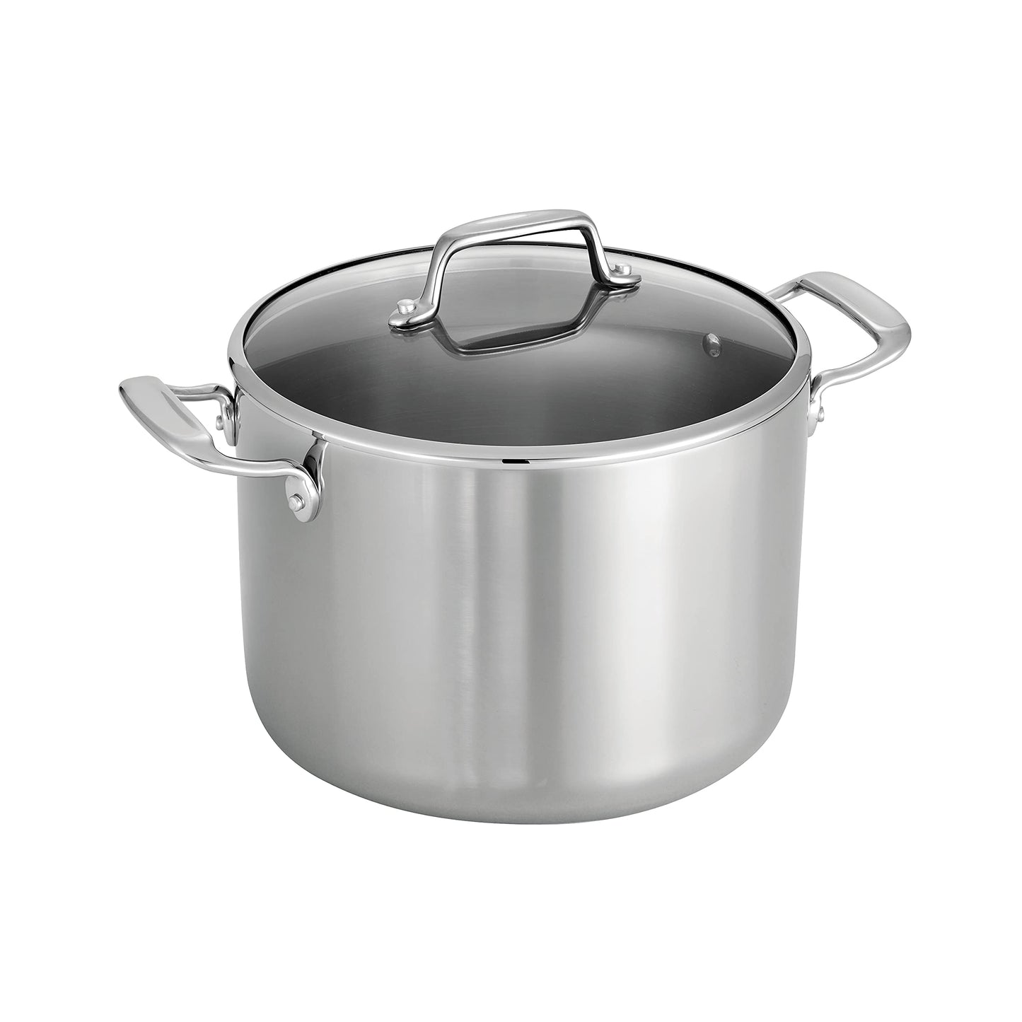 Tramontina Tri-Ply Clad Stainless Steel 8-Quart Stock Pot with Glass Lid, Induction-Ready Pasta Pot, Dishwasher-Safe, NSF-Certified
