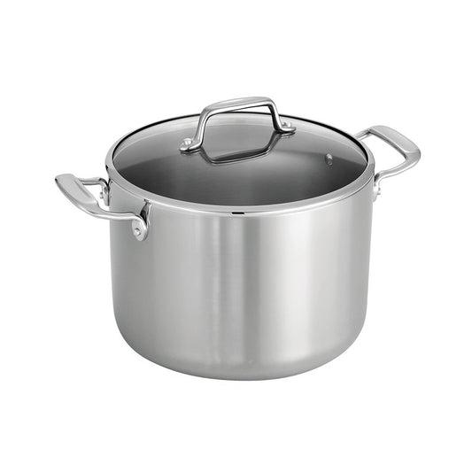 Tramontina Tri-Ply Clad Stainless Steel 8-Quart Stock Pot with Glass Lid, Induction-Ready Pasta Pot, Dishwasher-Safe, NSF-Certified