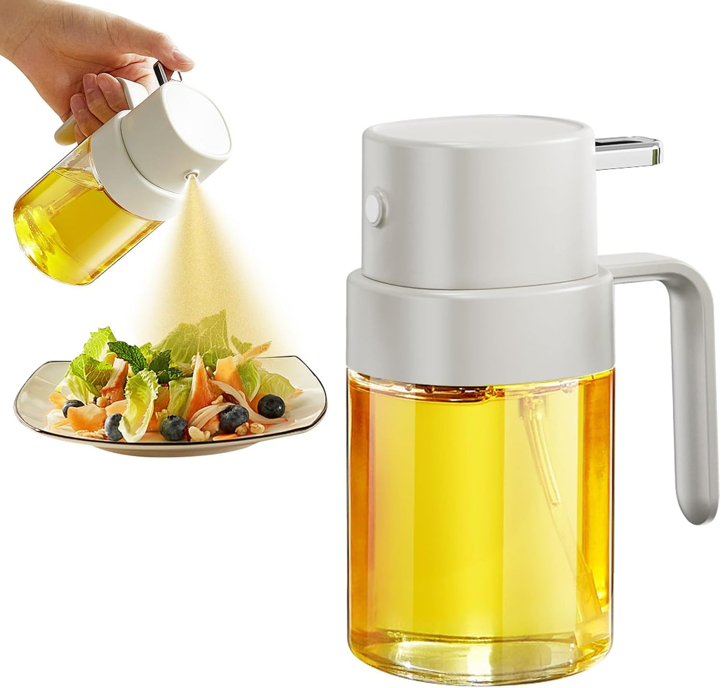 YARRAMATE Mini Oil Sprayer - 6.8 OZ Food-Grade Olive Oil Spray Bottle for Cooking & BBQ (White)
