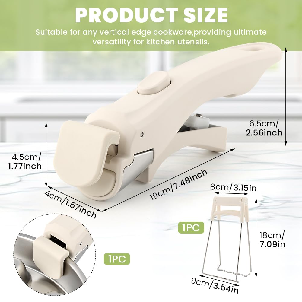 WeiLingBo Removable Pot Handle,White Detachable Pan Handles,Universal Pan Handle, Replacement Handles for Pots and Pans with Anti-Scald Clip,Fits All Cookware