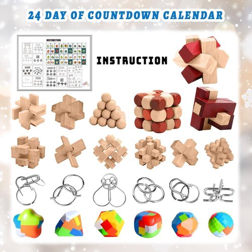 Advent Calendar 2025 | Brain Teaser Puzzles for Kids & Adults | 24-Day Countdown Gift Box