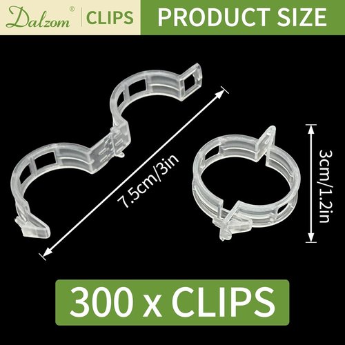 Dalzom® Tomato Clips - 300 Pcs Plastic Trellis Support for Healthy Grape & Vegetable Plants