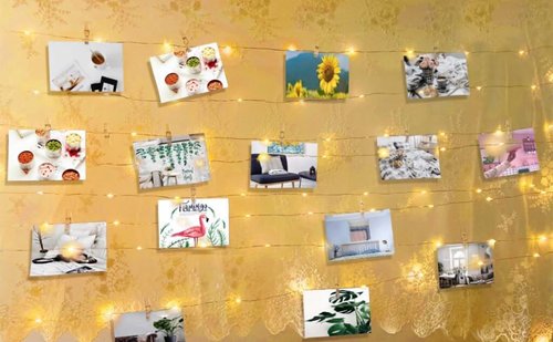 Cynzia Photo Clip Lights USB Powered - 100 LED Fairy String With 50 Clear Clips, Silver Wire for Pictures Hanging, Photo Wall, Wedding Party, Christmas Decor