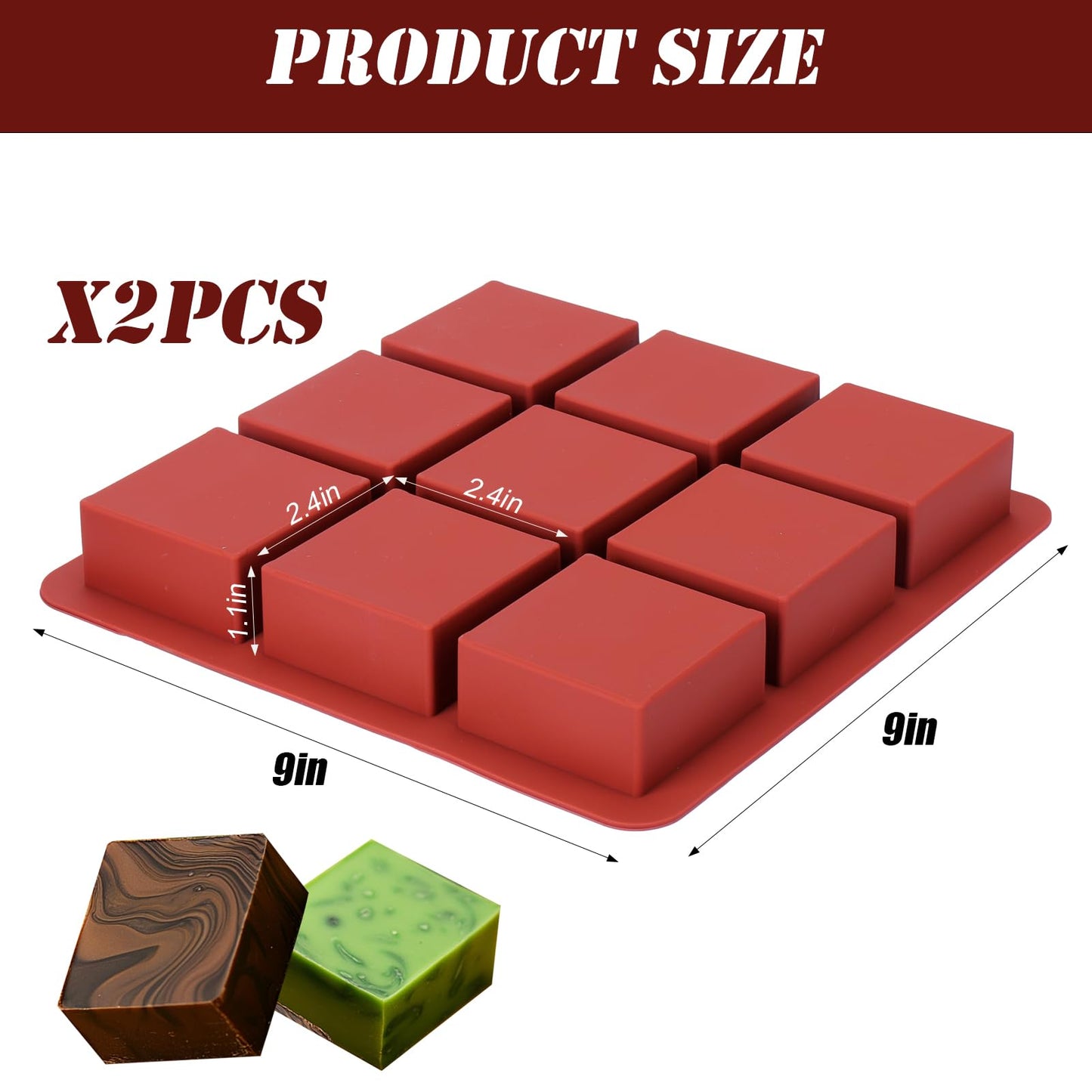Palksky Silicone Soap Molds Square Mold, Handmade Fall Soap Molds for Soap Making, Silicone Molds for Bath Bombs,Thick,2-9Cavities