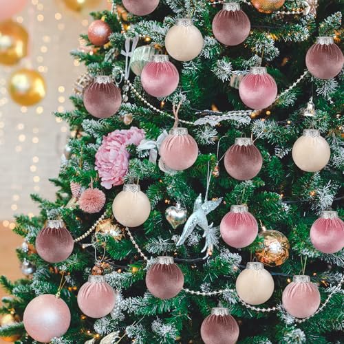 Vinsot 20 Pcs Velvet Christmas Ornaments Balls Bulk Flocked Tree