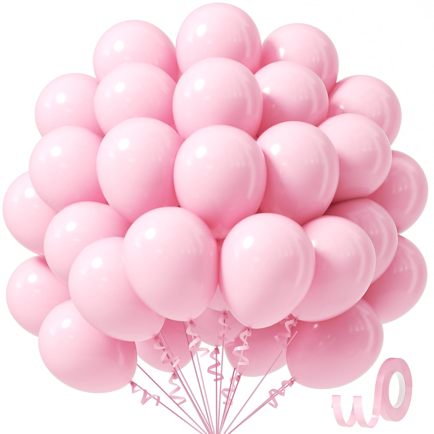 Awenztech Light Pink Balloons 12 inch, Pastel Pink Latex Balloon 50pcs Party Balloons for Graduation Bridal Baby Shower Gender Reveal Birthday Party Decorations