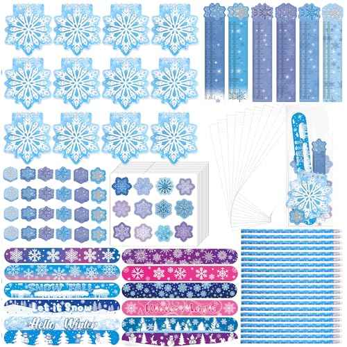 Ertyjikg 96 Pcs Frozen Party Supplies Frozen Birthday Supplies, Snowflake Goodie Bag Stuffers Stationery Set Birthday Party Gift Decorations
