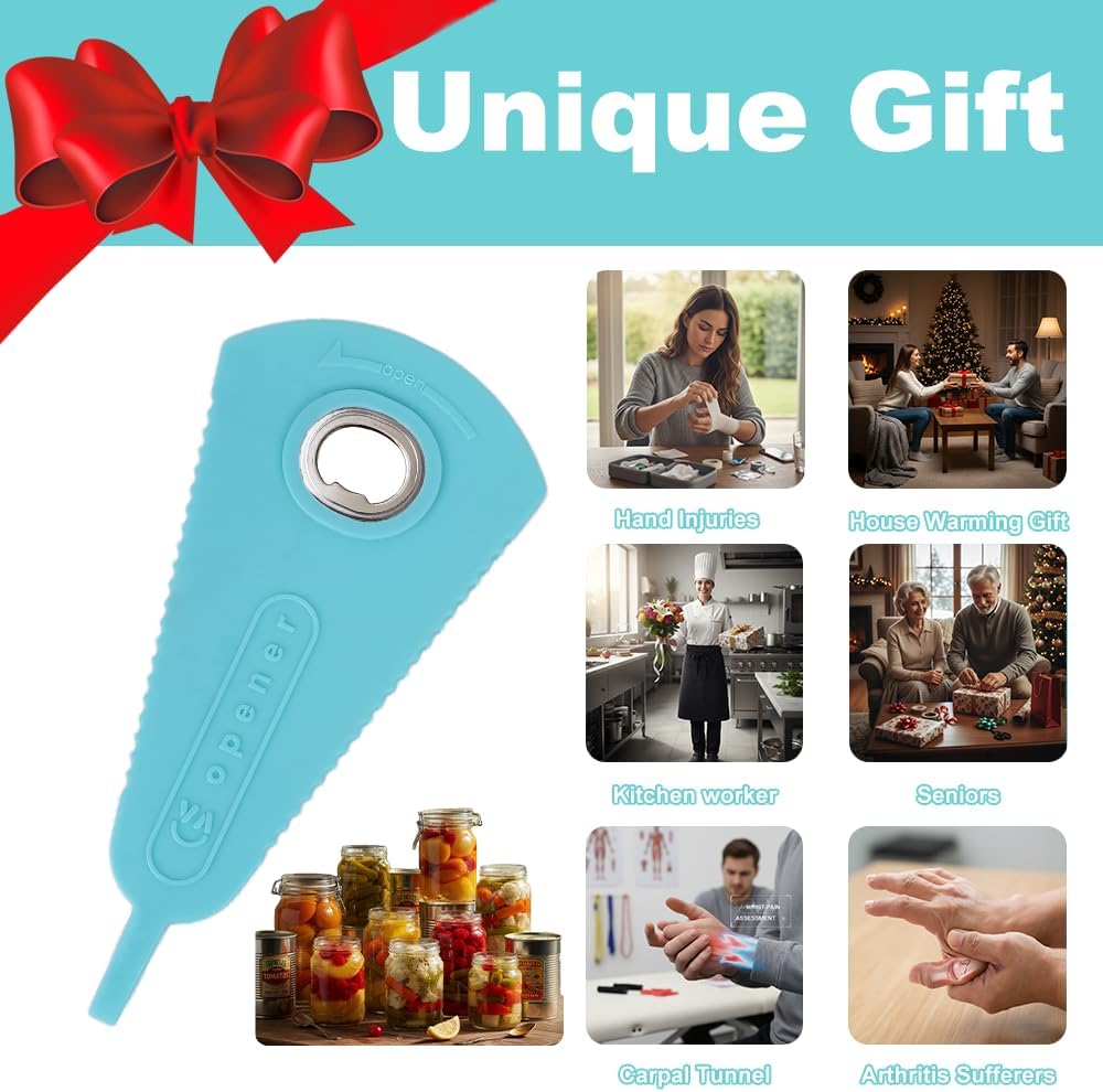 Mutil Jar Opener - Easy Grip Can & Bottle Opener for Seniors with Arthritis | Blue Color