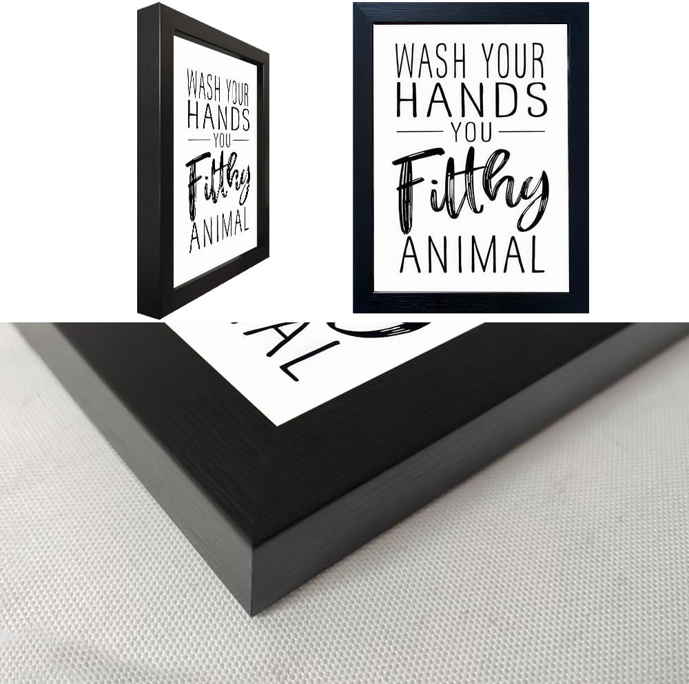 Skiennix Bathroom Decor Wall Art - Black and White Framed Prints for Guest Toilets & Kids' Washrooms