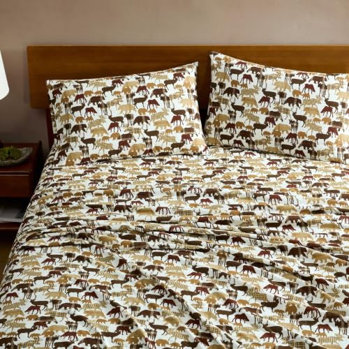 King Sheet Set with Fitted & Pillowcases - Animal Plaid Brown Variation