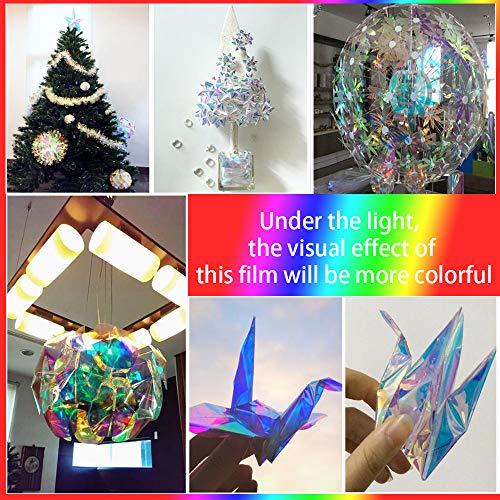 SUMAGITIN Holographic Window Film Cool Color 35.4in x 10ft adhesive chameleon rainbow effect