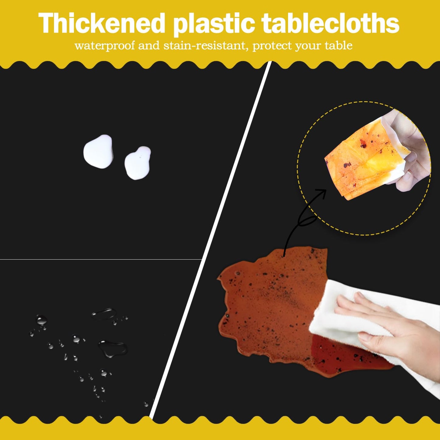 tujol Black 6 Pack Plastic Table Cloth 54" x 108", Disposable Tablecloths Rectangle Table Cover, Plastic Tablecloths for Parties