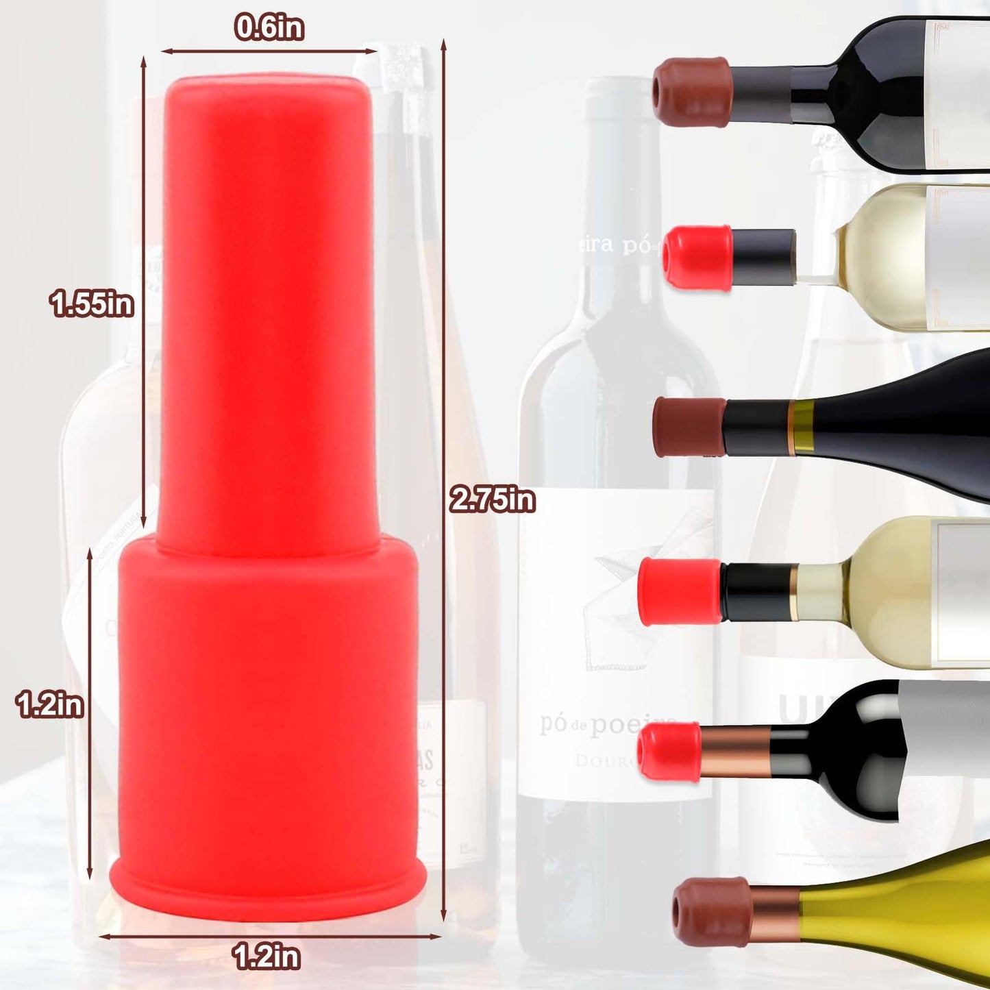 Vodolo Silicone Wine Stopper,4pcs Reusable and Unbreakable Glass Bottle Sealer Covers Wine Stoppers, Wine Plug,Wine Cork Stopper for Keeping Wine Champagne Fresh Home Use