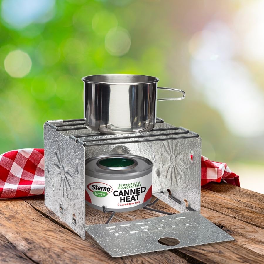Sterno Foldable Camp Stove - Portable Camping Stove for Outdoor Cooking, Easy-to-Assemble for Outdoor Picnics, Tailgating, & Emergencies - Pack of 1, Silver