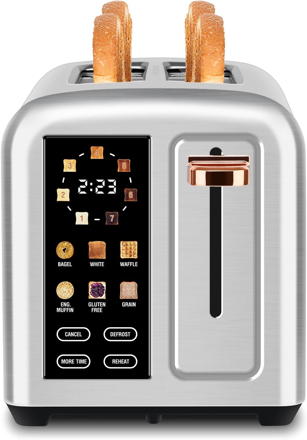 SEEDEEM 2-Slice Toaster - Touch Screen, Faster Heating, 7 Shade Settings, 1.5” Wide Slots, Silver Metallic