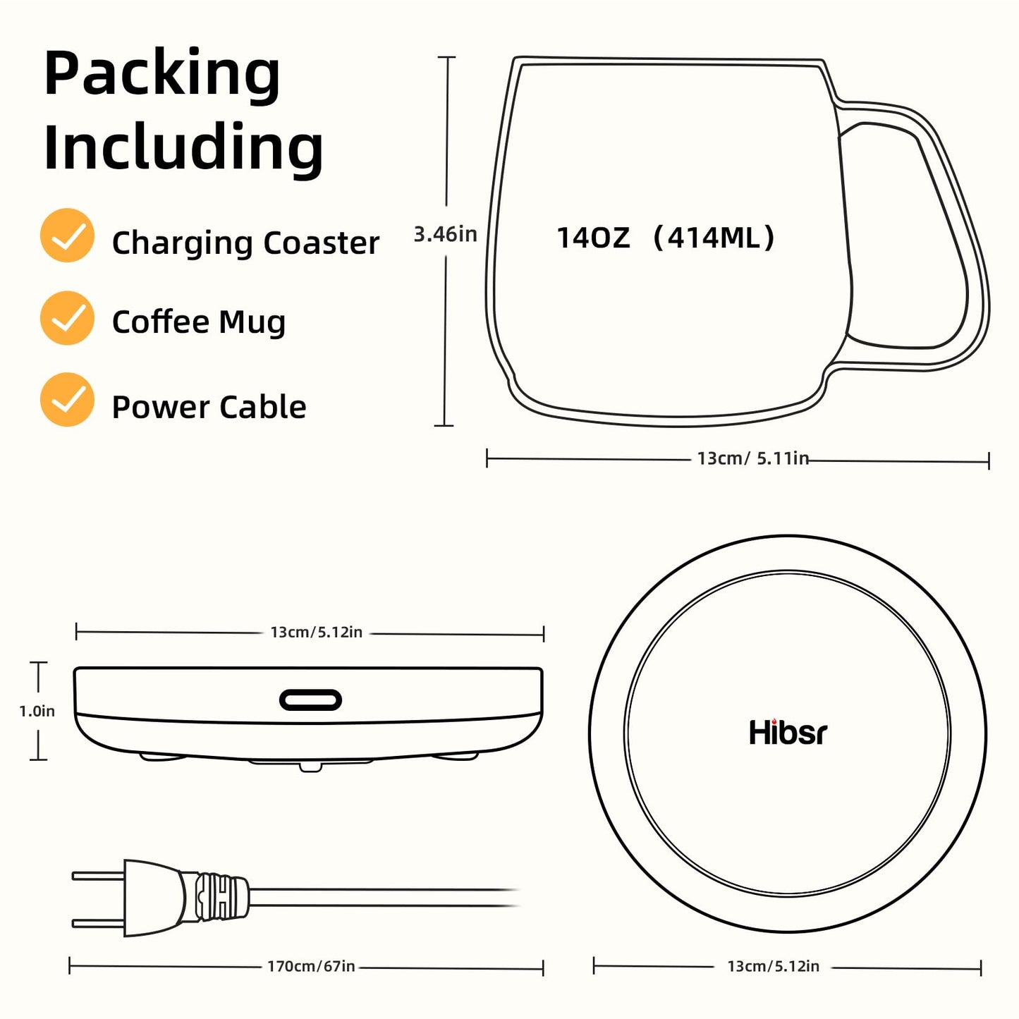 HIBSR Smart Coffee Mug Warmer and Candle Warmer Plate - Safely Releases Scents Without Flame - for Candle Jars, Mugs, Tea Cups - Desk, Home, Office Use (NO Cup)