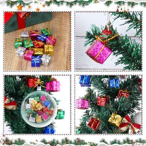 JIEYAO 30Pcs Christmas Tree Small Gift Boxes Hanging Decorations, Christmas Mini Gifts Box Ornaments Party Favors Xmas Tree Indoor Outdoor Hanging Pendant Holiday Decoration