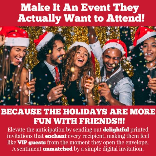 Amanda Creation Christmas Invitations Be Merry 4 Pack with Envelopes 5x7 Snowflake Holiday Party