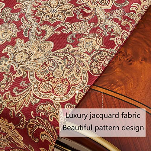 LUFEIJIASHI Luxury Vintage Table Runner 12x48in Embroidered Jacquard with Red Beaded Tassels