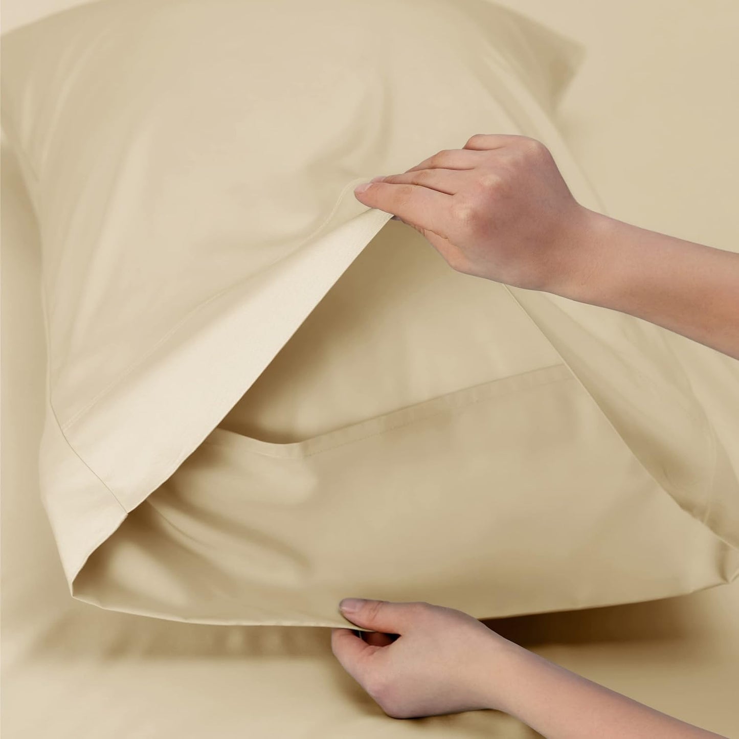 Bedsure Cooling Twin XL Sheets - Breathable & Soft Rayon from Bamboo, Deep Pocket Up to 16", Alabaster Gleam