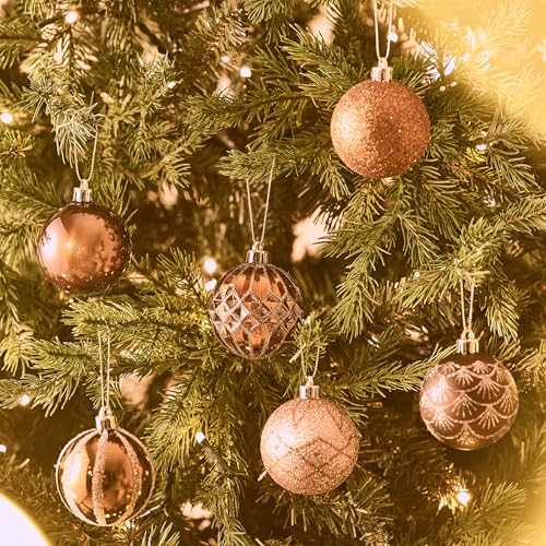 Valery Madelyn Copper Gold Christmas Tree Ornaments Set 30pcs 2.36 Inch