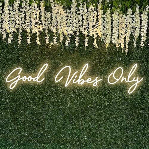 Warm White Good Vibes Only Neon Sign Dimmable LED Light with ON/OFF Switch for Home Gym Bar Party