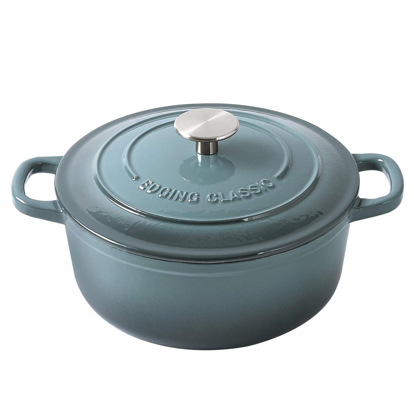 EDGING CASTING Enameled Cast Iron Covered 5.5 Quart Dutch Oven with Dual Handle, Slateblue