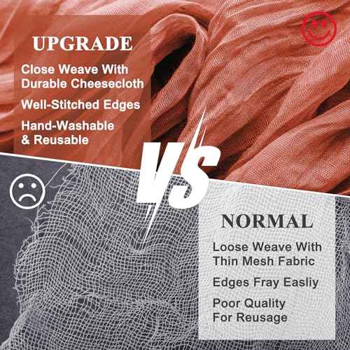 Wokceer Fall Table Runner Cheesecloth 10FT Boho Gauze Terracotta Cheese Cloth Table Runner Christmas Thanksgiving Rustic Sheer Runners for Baby Bridal Shower Wedding Easter