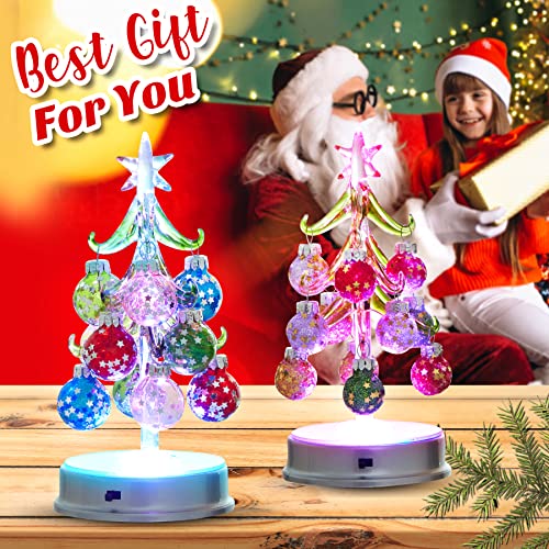 Lighted Mini Glass Christmas Tree 2-pack Tabletop Decor — 6.69 Inch