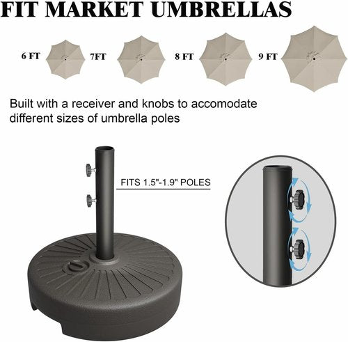 22L Heavy Duty Patio Umbrella Base by [Brand Name] - Weather Resistant Stand for 6-10FT Umbrellas | Black