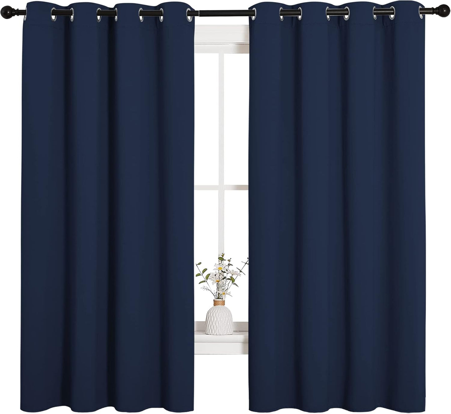 NICETOWN Blackout Curtains - All Season Thermal Insulated Grommet Drapes for Kids' Room | Navy, 55 x 68 Inches