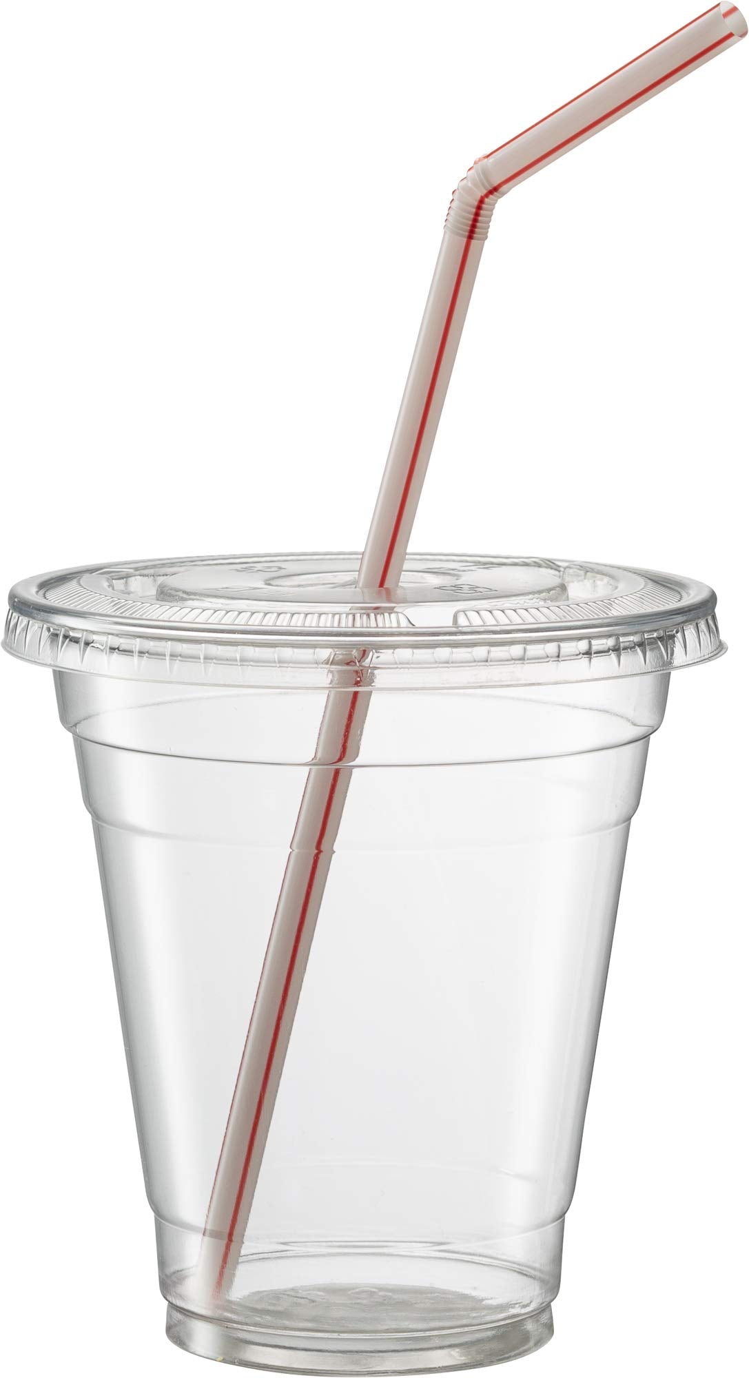 [500 Pack] Striped Flexible Plastic Drinking Straws Disposable Straw 8'' inches Tall Assorted Colors